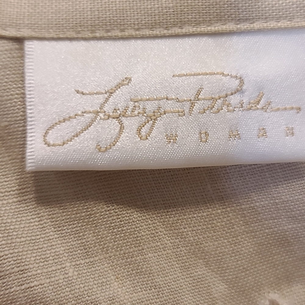 Lucy Pereda 100% Linen Embroidered Blouse Women’s Plus 16W Beige